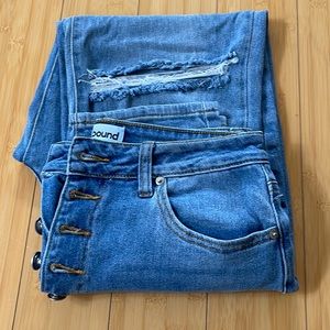 Women Abound Distressed High Rise Boyfriend Straight Jeans Size 27 With Buttons